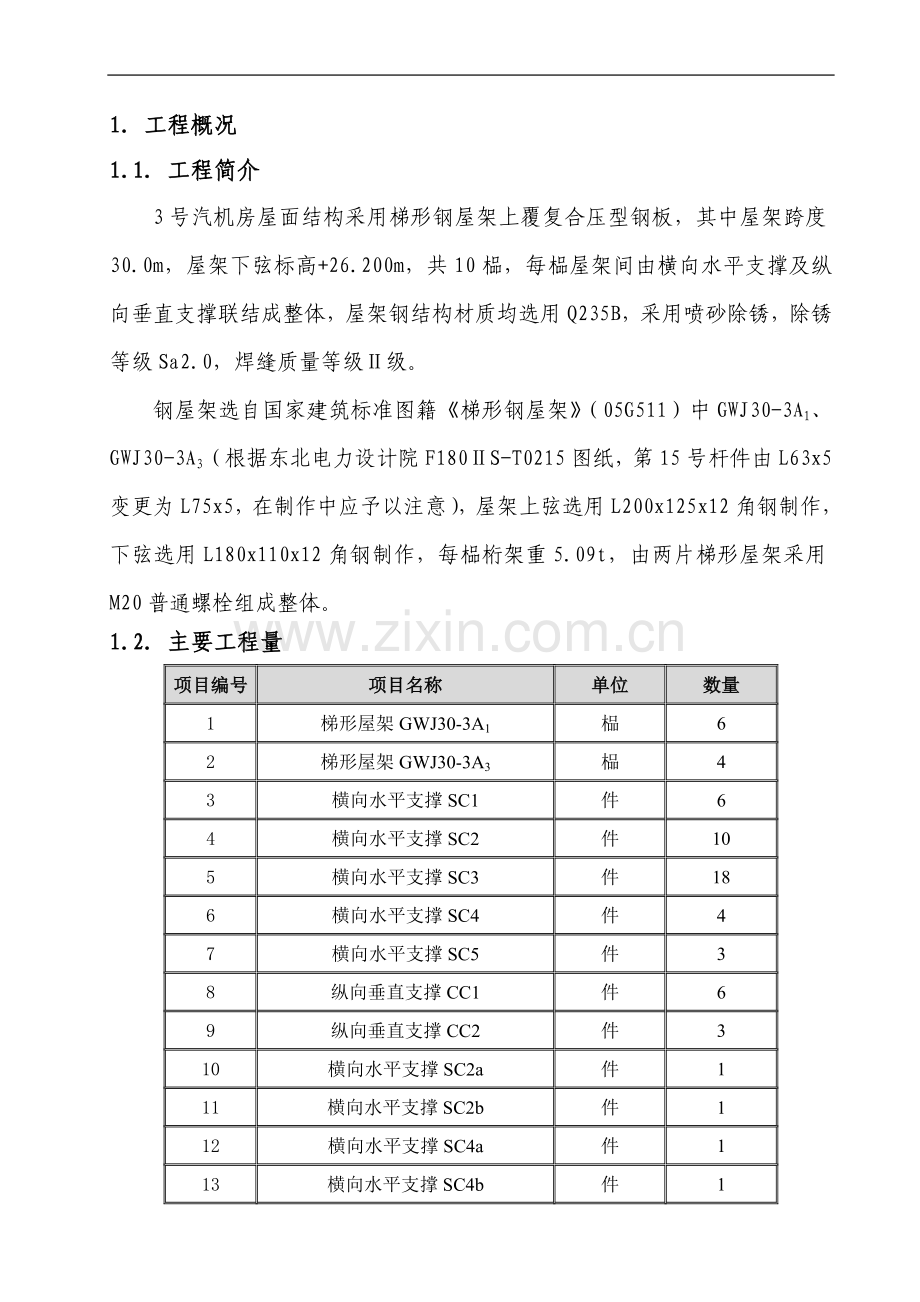 某工程(长30米)钢屋架制作方案.doc_第1页