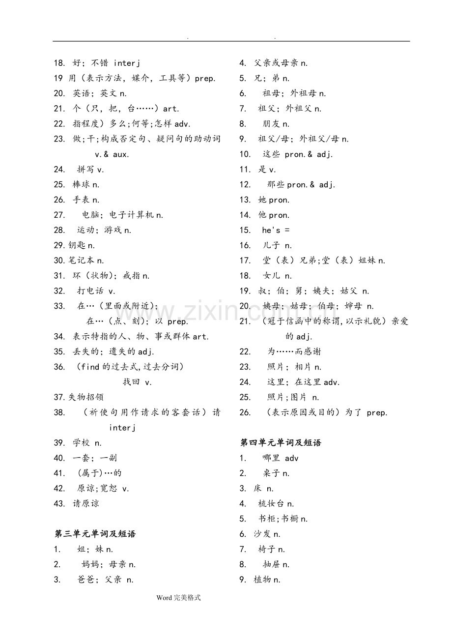 初一年级英语(上册)单词表练习题.doc_第2页