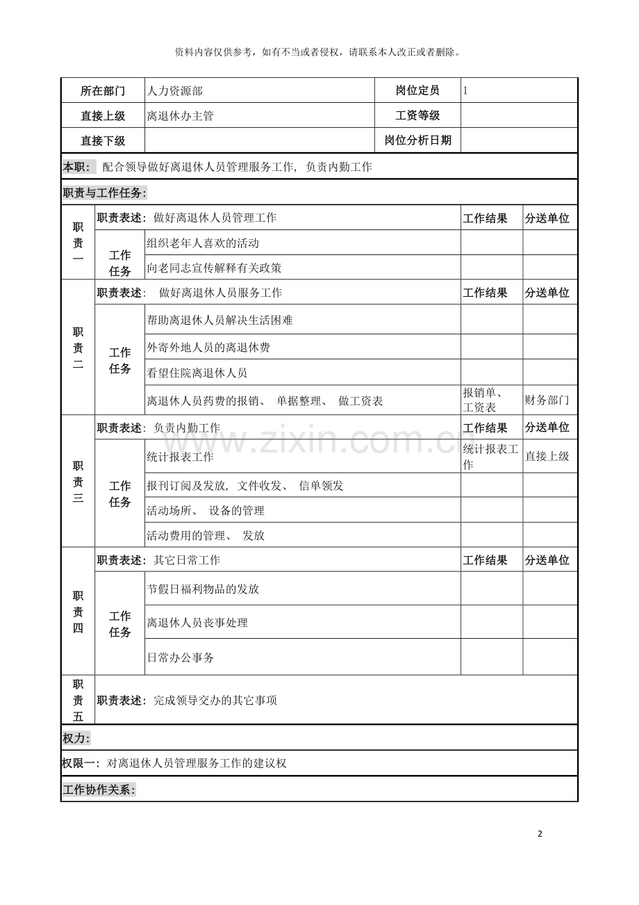 电力公司内务管理岗位说明书模板.doc_第2页