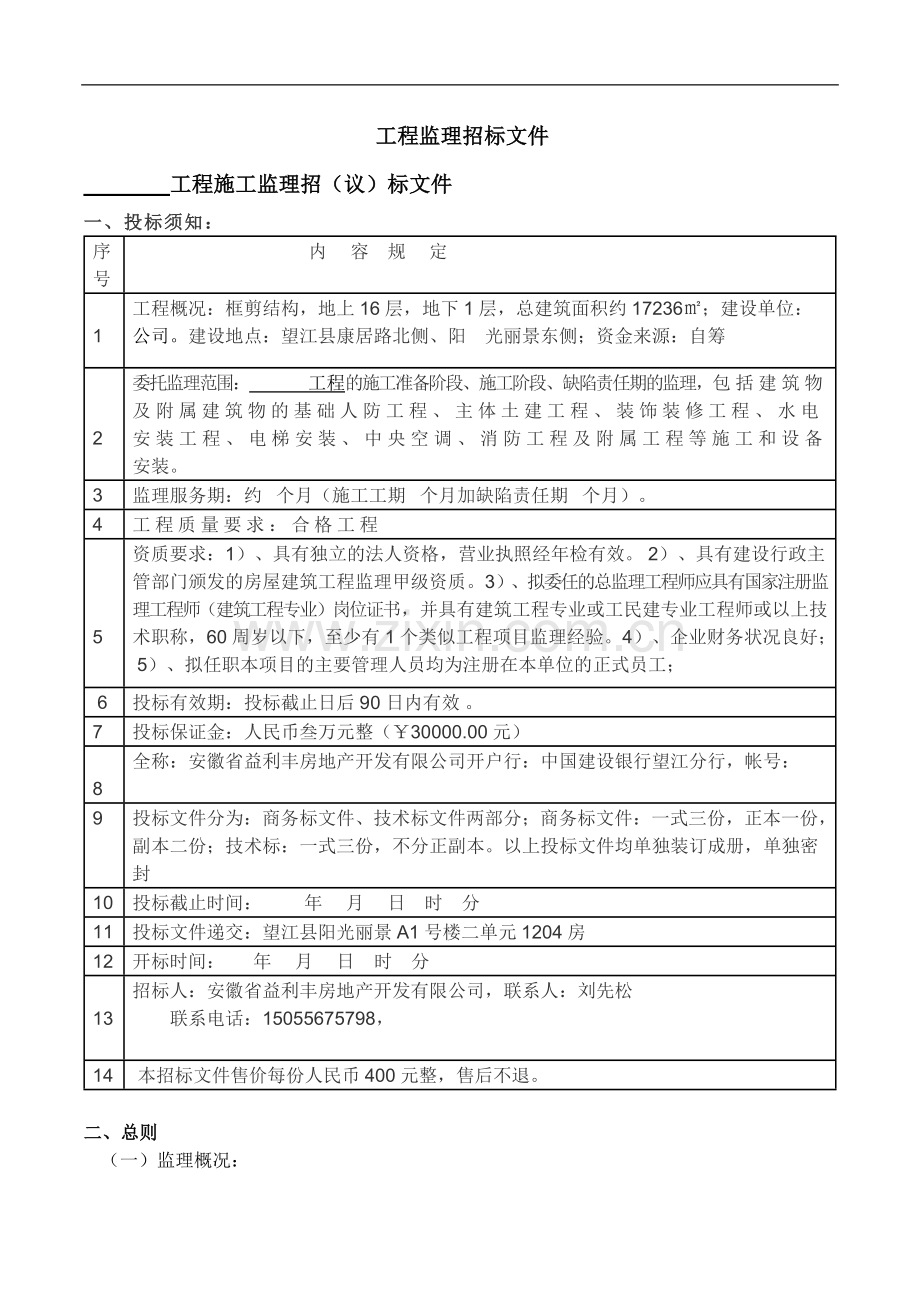 电力建设工程监理招标文件.docx_第1页