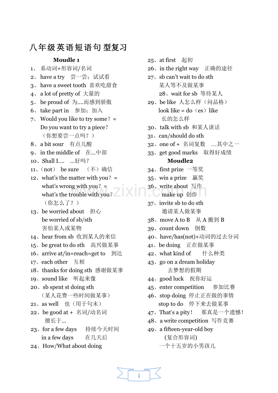 新外研版八年级下册英语复习知识点.doc_第1页