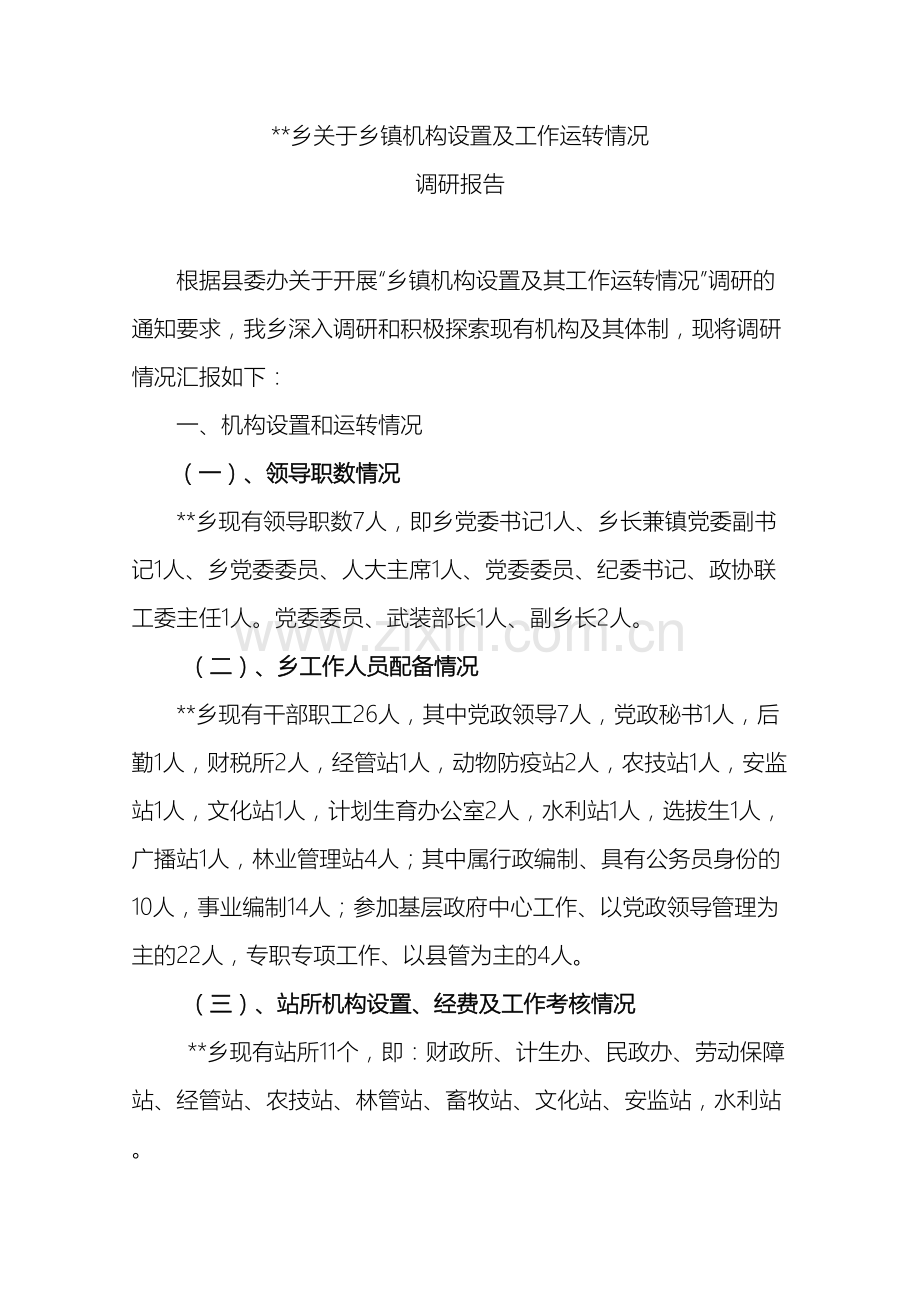 乡关于乡镇机构设置及工作运转情况调研报告模板.doc_第2页