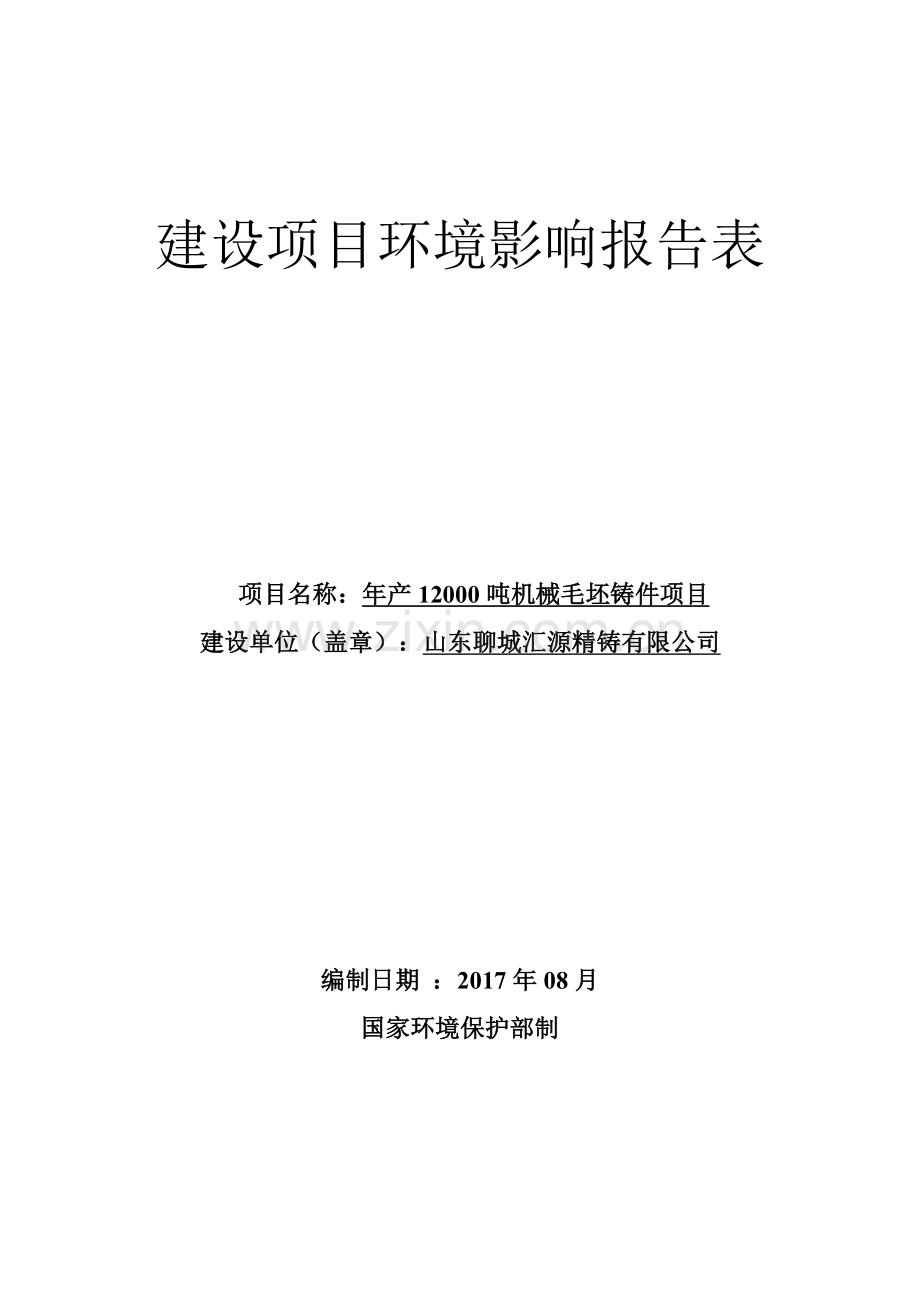 年产12000吨机械毛坯铸件项目环评报告环评报告.doc_第1页