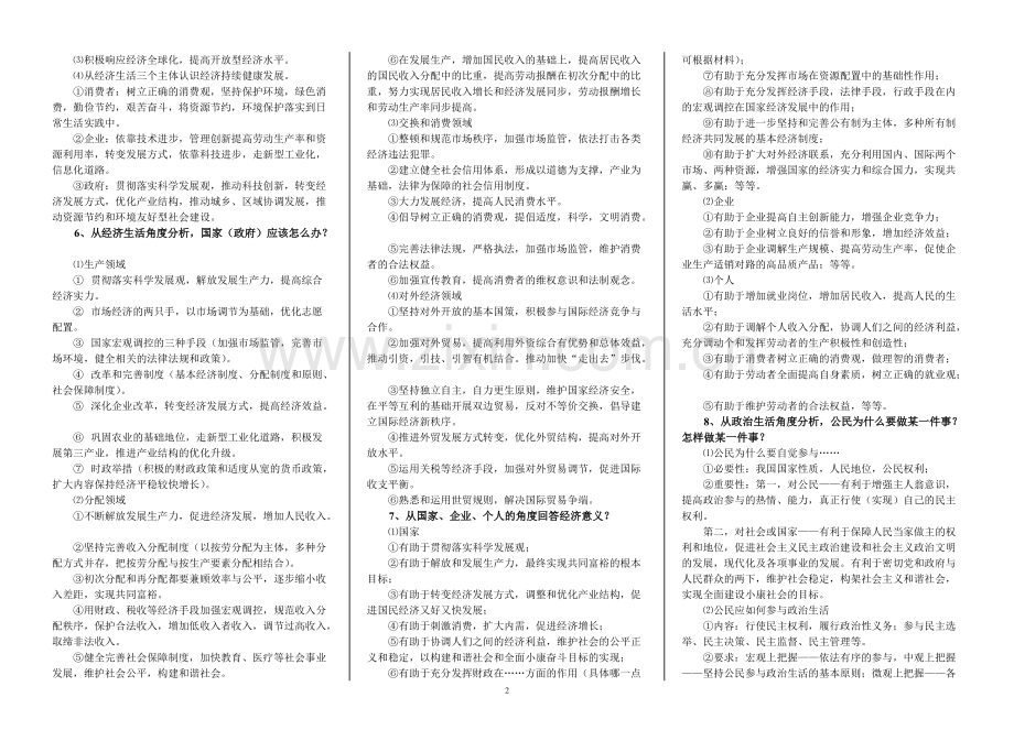 高中政治答题模板(全套).pdf_第2页