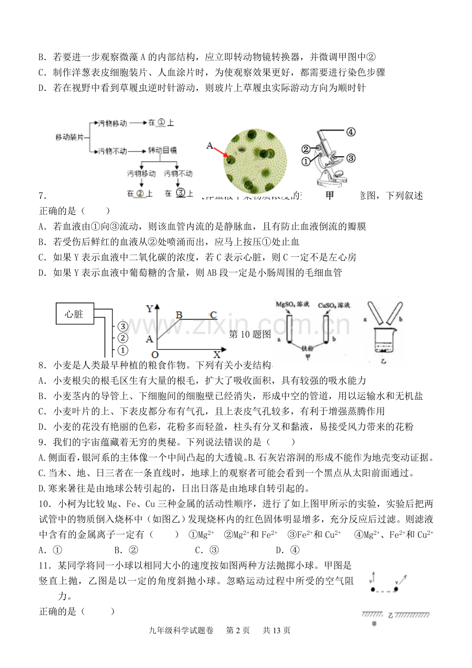 浙江科学中考2019科学模拟(含答案)杭州模拟.doc_第2页