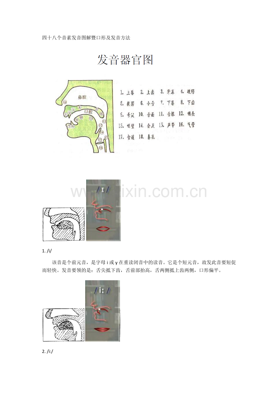 英语国际音标发音舌位图详解及发音方法大全.doc_第1页