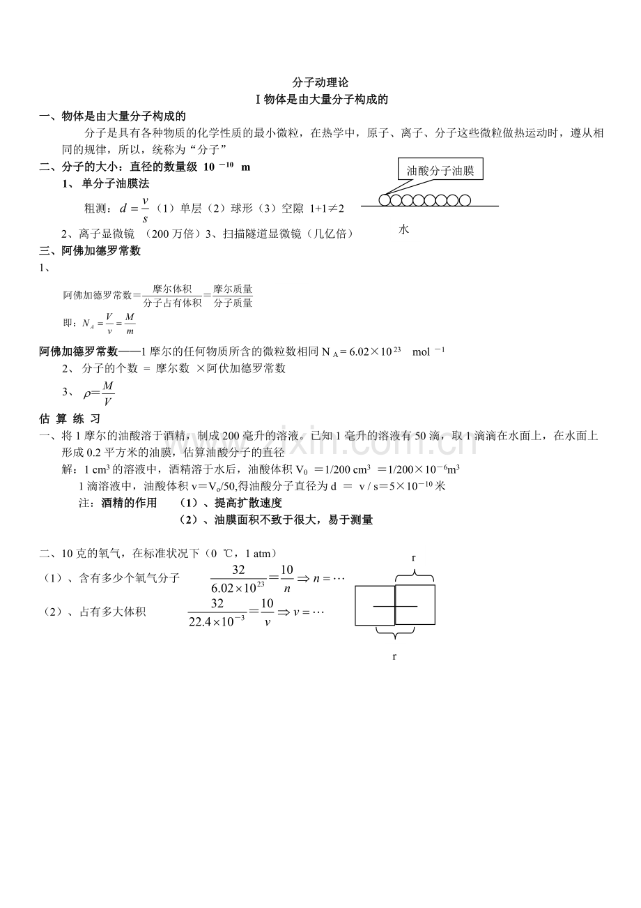 高中物理人教版3-3教案(简案)--热学.doc_第1页