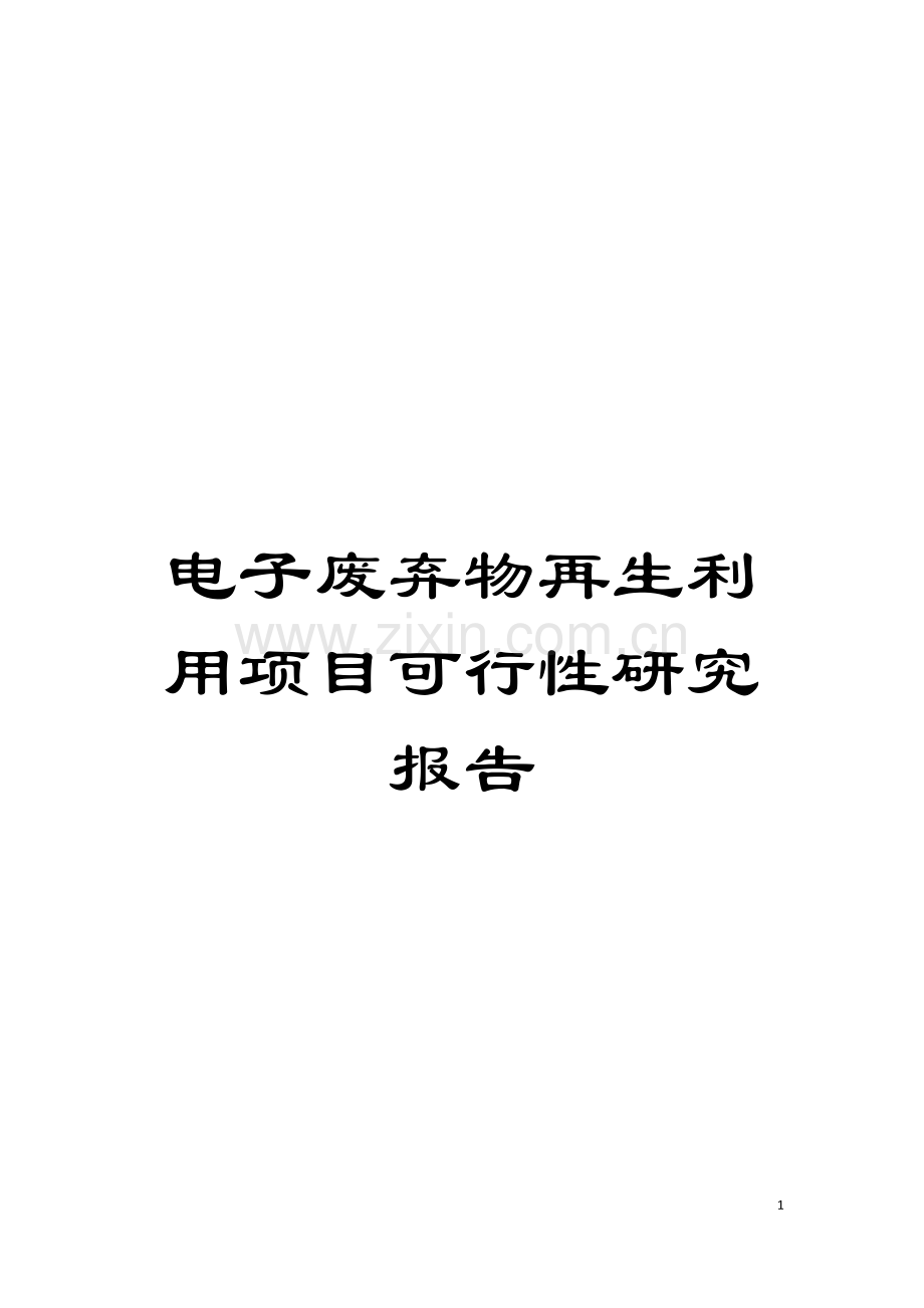 电子废弃物再生利用项目可行性研究报告模板.doc_第1页