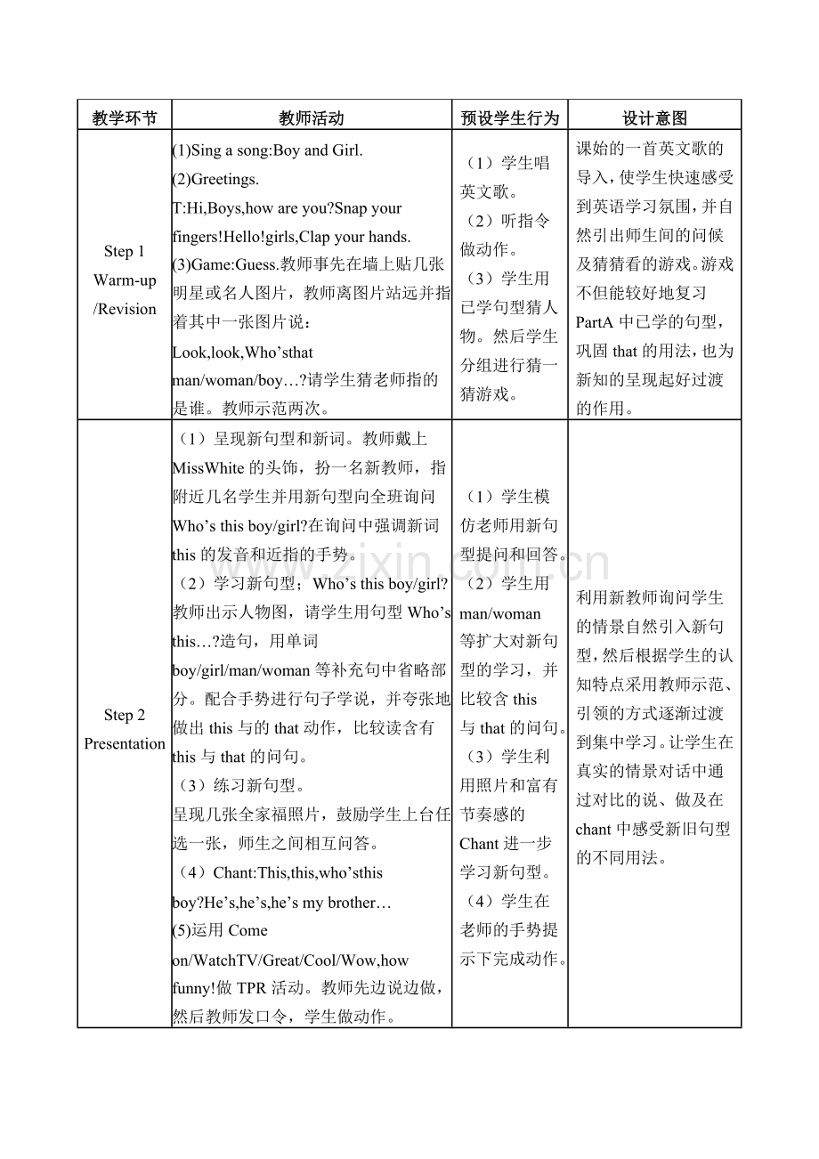 人教版小学英语三年级下册Unit2MyFamilyPartB教学设计.doc_第2页