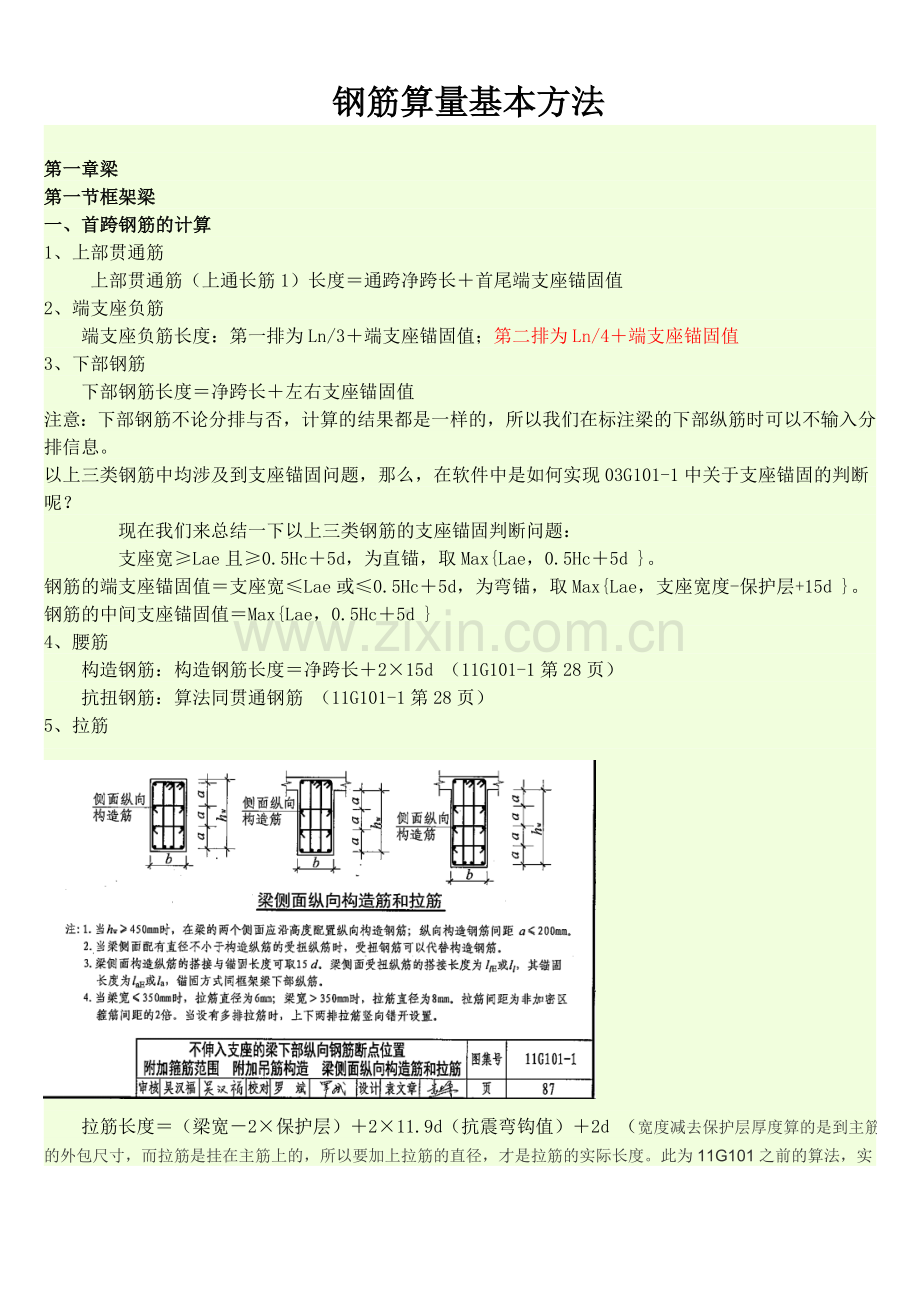 11g101钢筋工程量计算详解(手算方法).doc_第1页