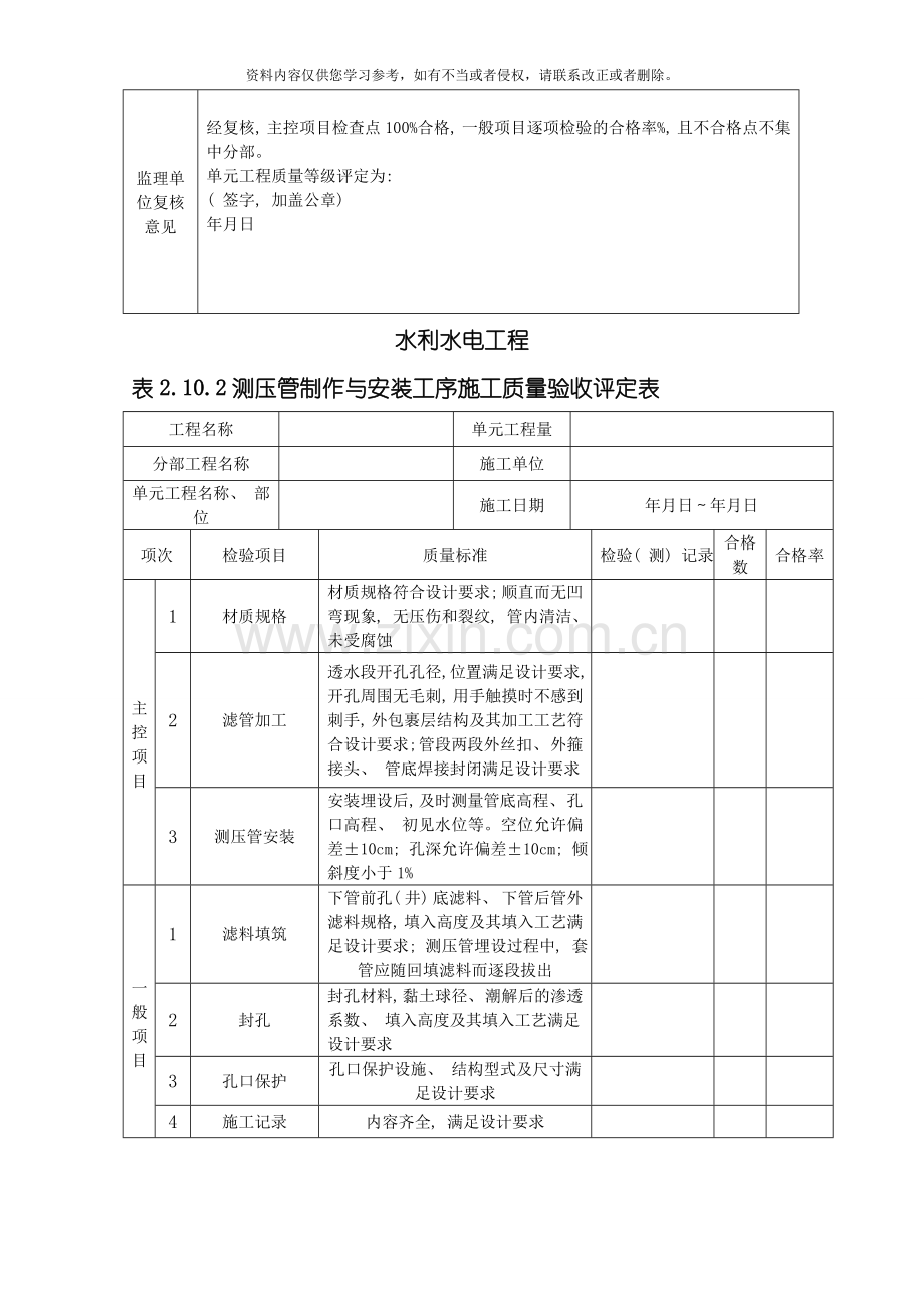 机井成孔工程单元评定表模板.doc_第3页