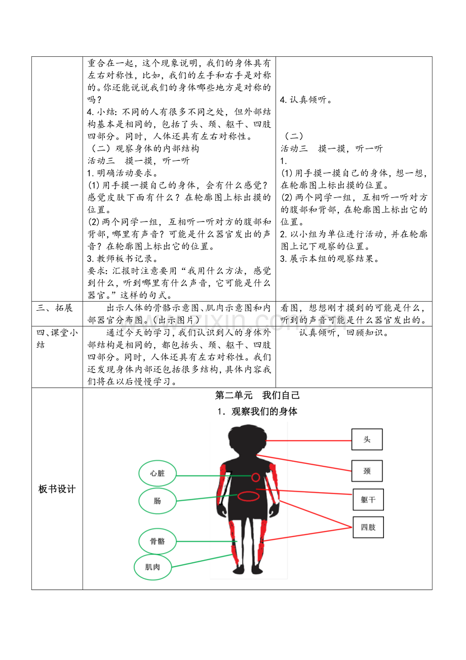 2018版二年级下册科学教科版第二单元《我们自己》教案.doc_第2页