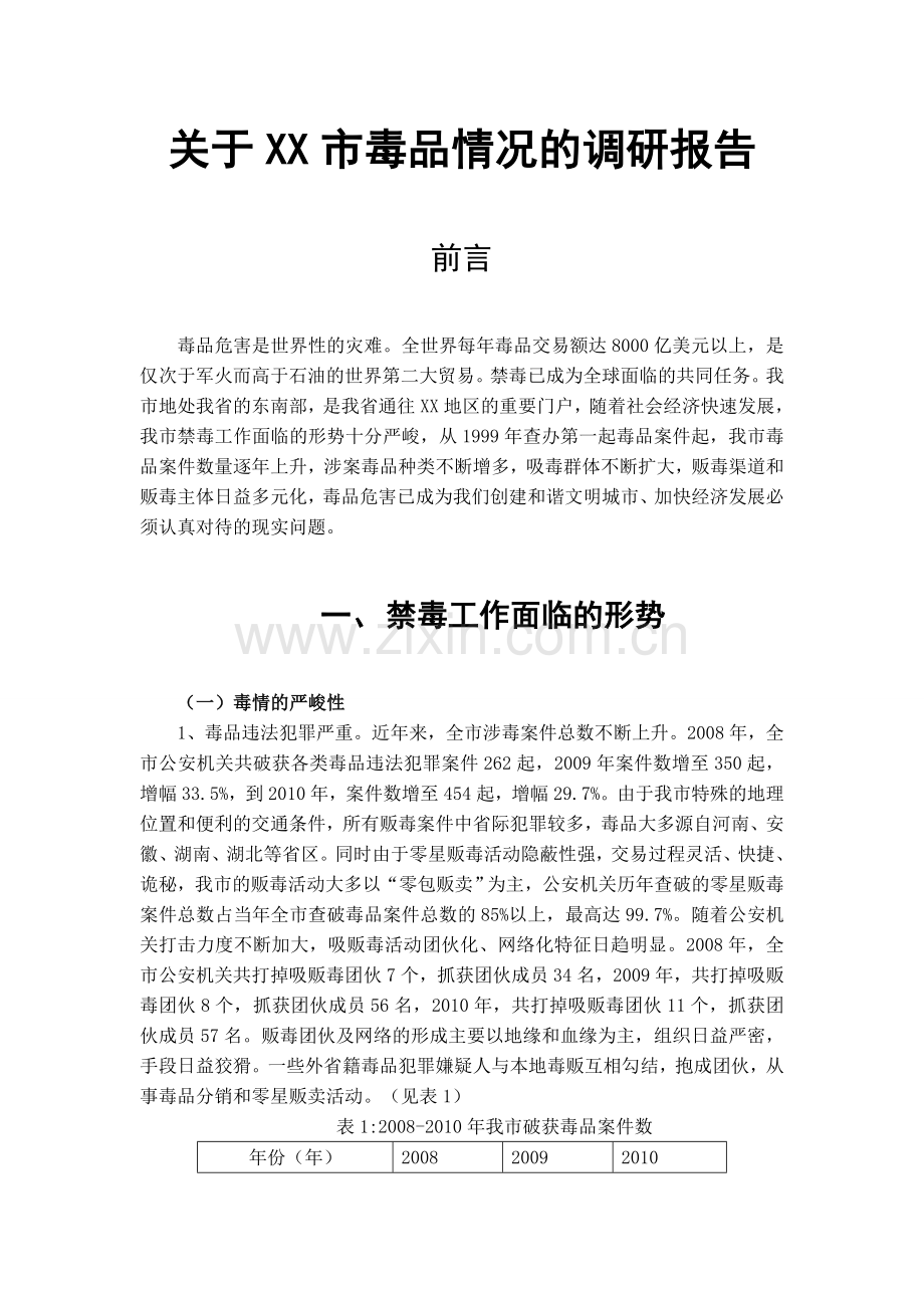 关于XX市毒品情况的调研报告.doc_第1页