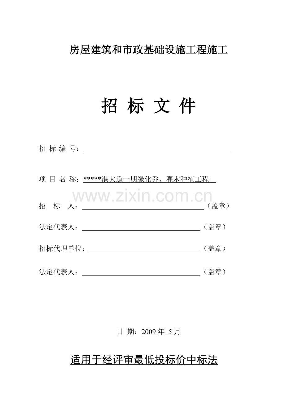 港大道一期绿化乔、灌木种植工程招标文件.doc_第1页