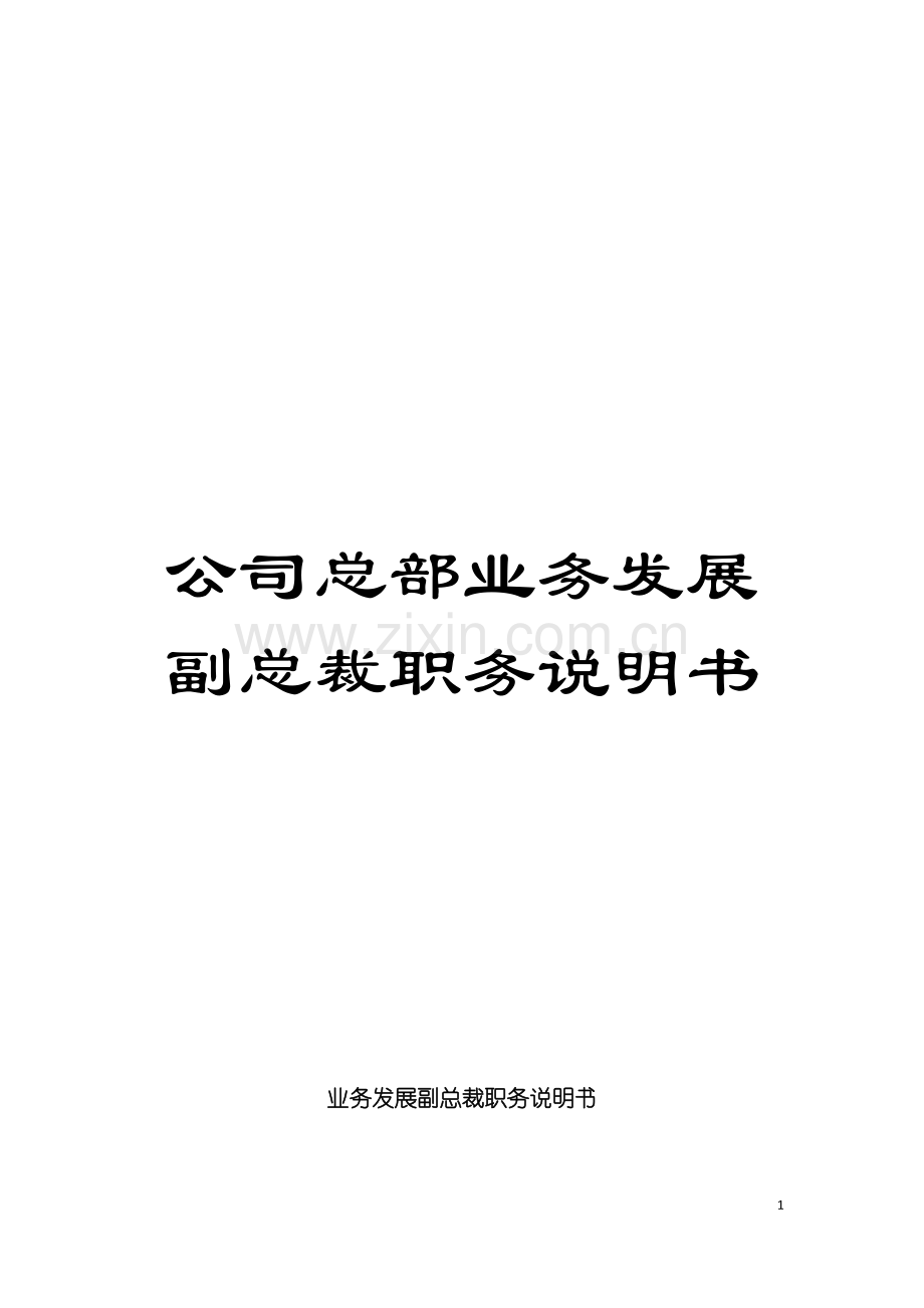 公司总部业务发展副总裁职务说明书.doc_第1页