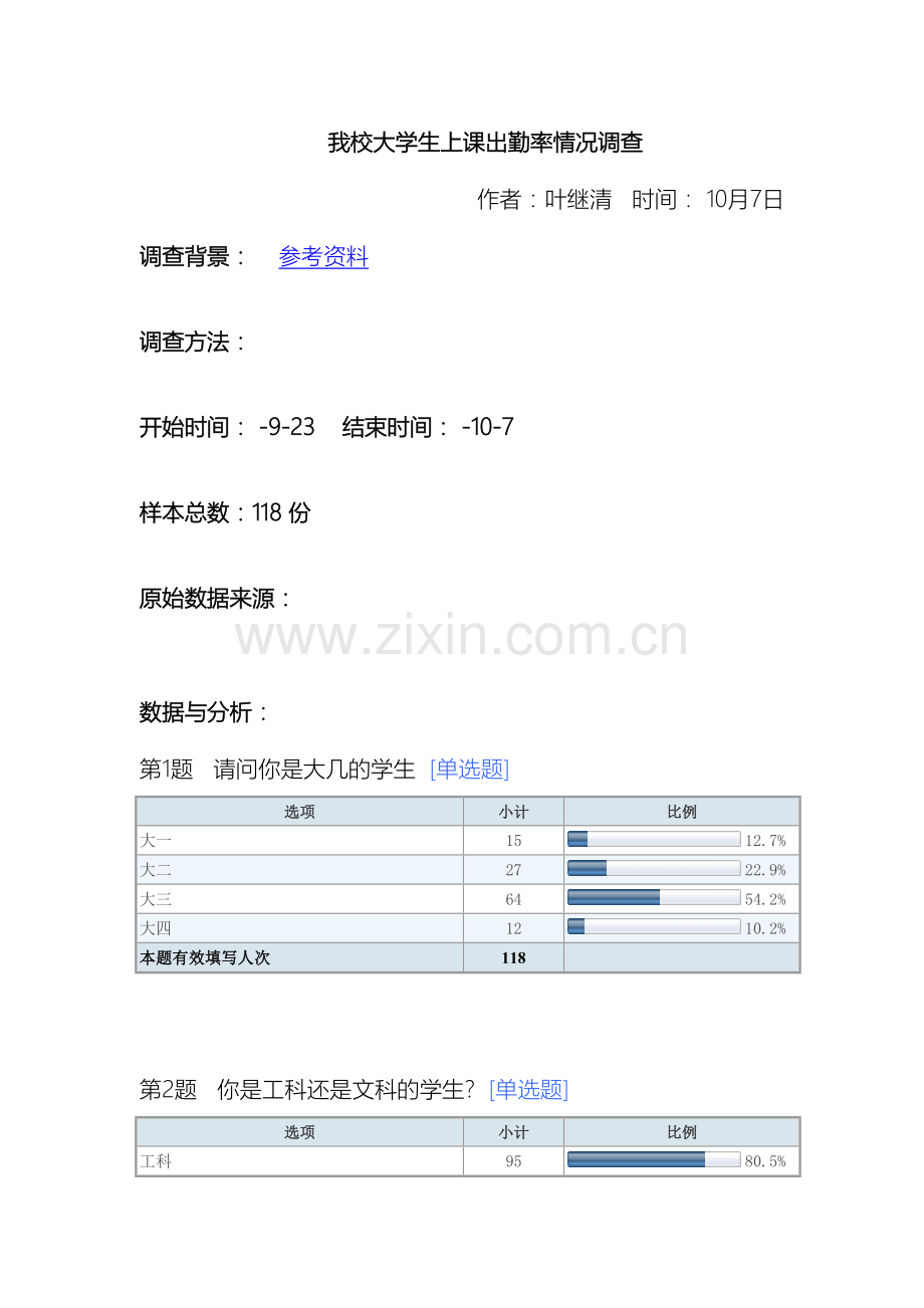 我校大学生上课出勤率情况调查报告.doc_第2页