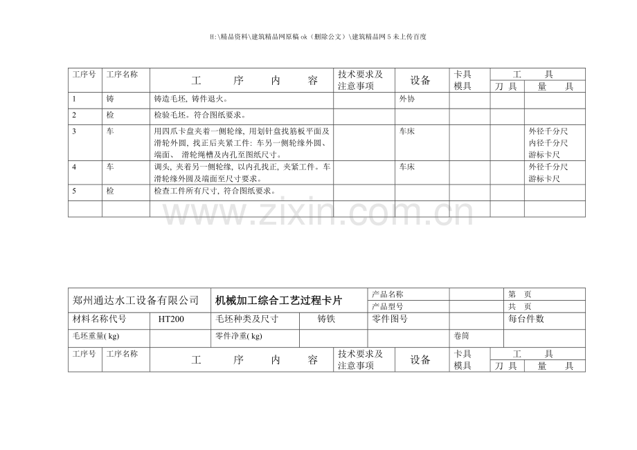 机械加工综合工艺过程卡片.doc_第2页