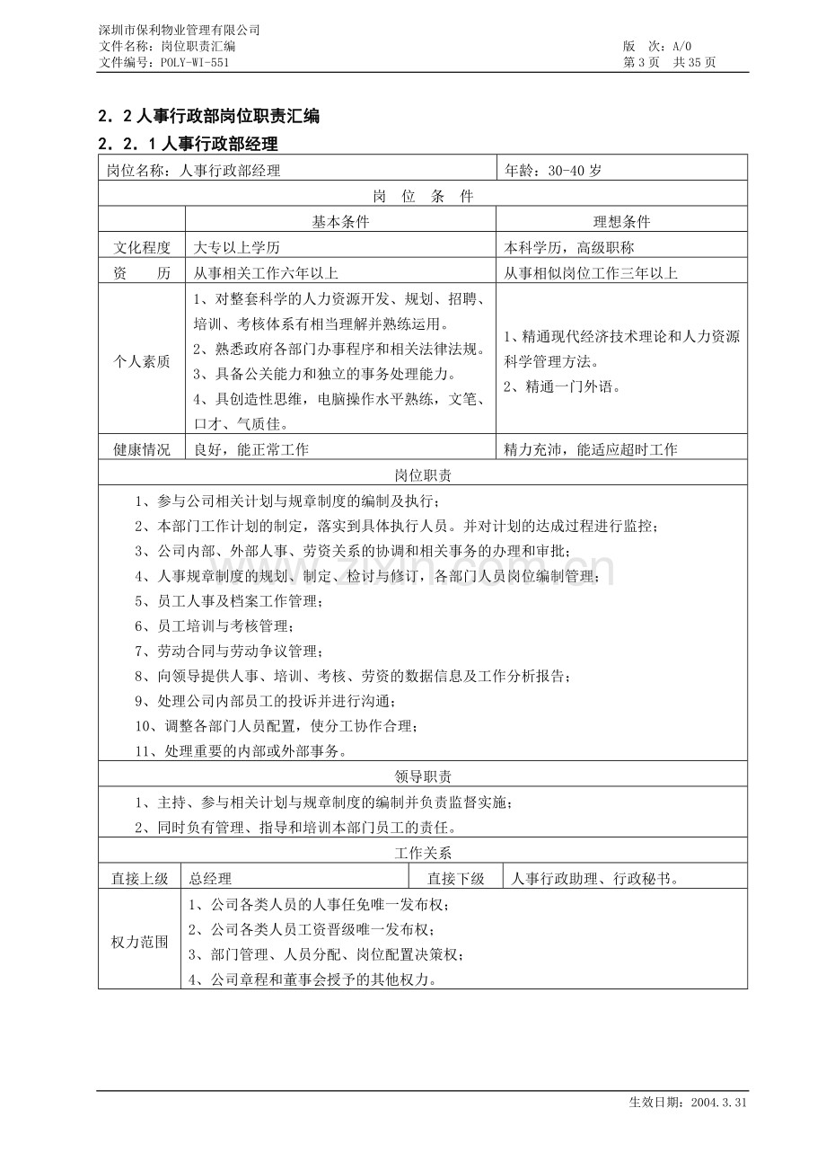 深圳保利物业管理公司岗位职责汇编.doc_第3页