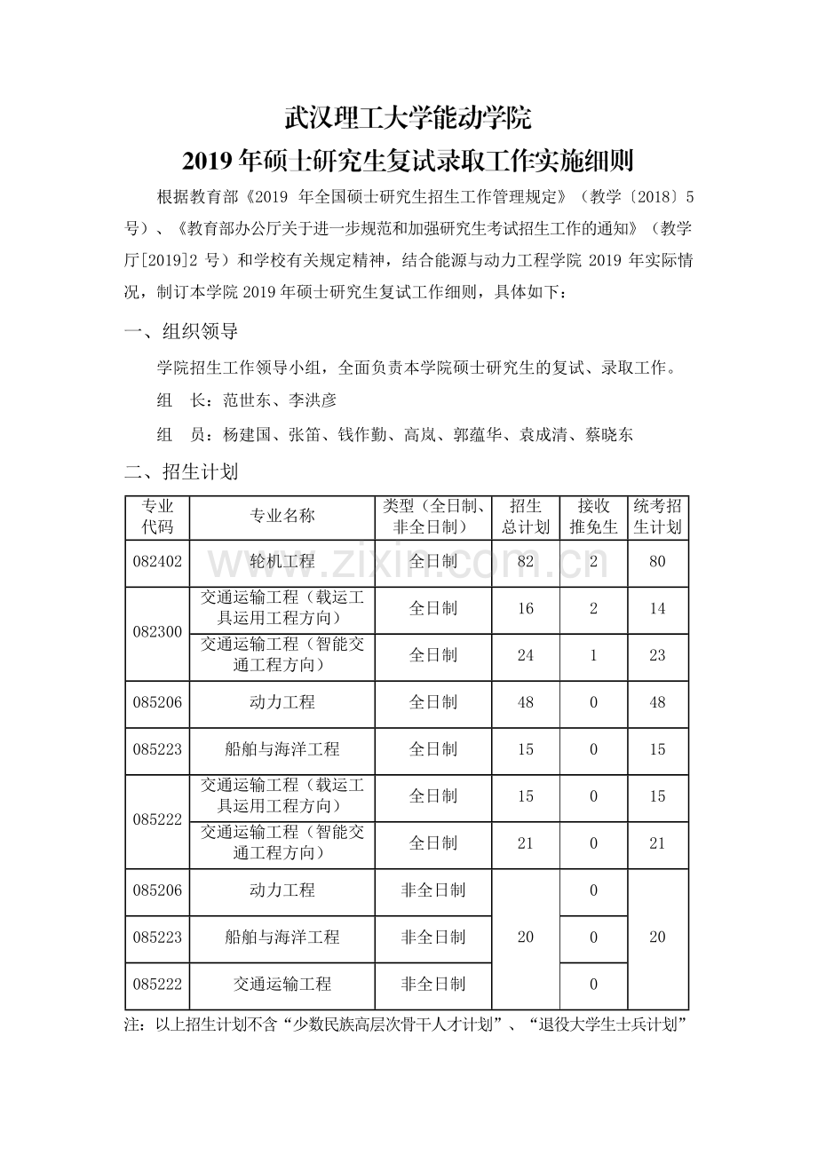 2019武汉理工大学能源与动力工程学院硕士研究生复试录取工作实施细则.doc_第1页