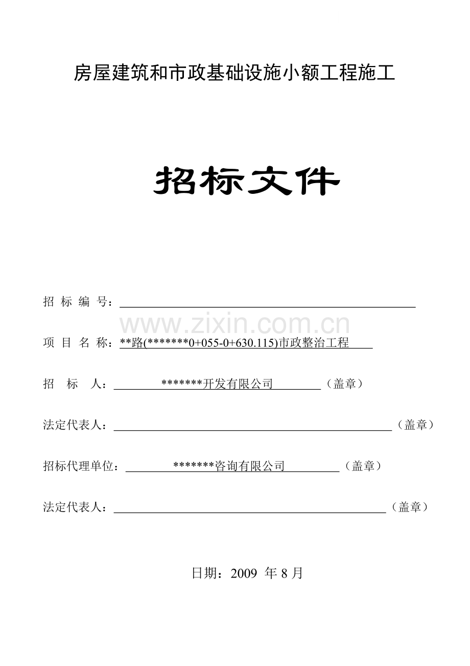 道路市政整治工程施工招标文件.doc_第1页