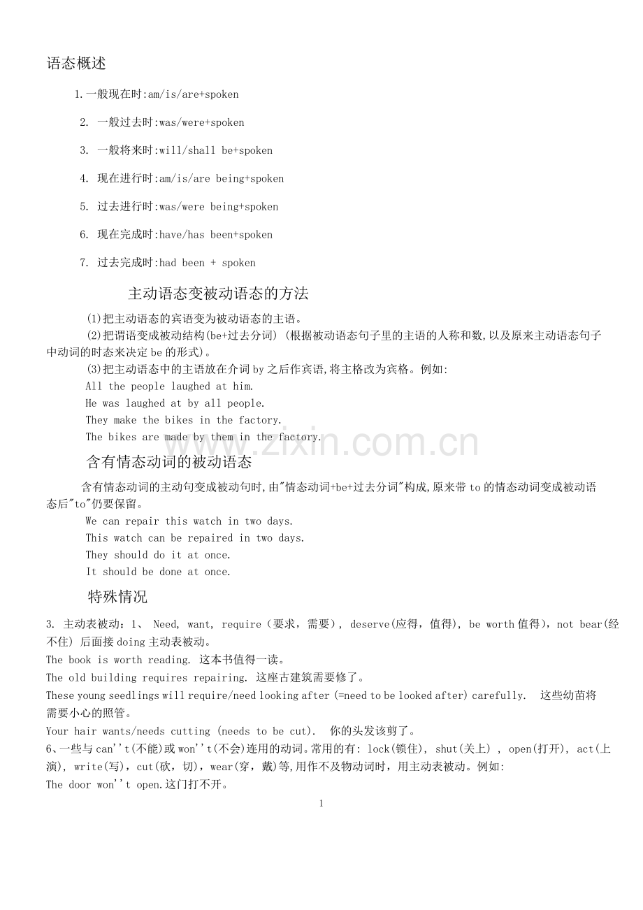 初中英语被动语态语法及练习题(有答案).doc_第1页