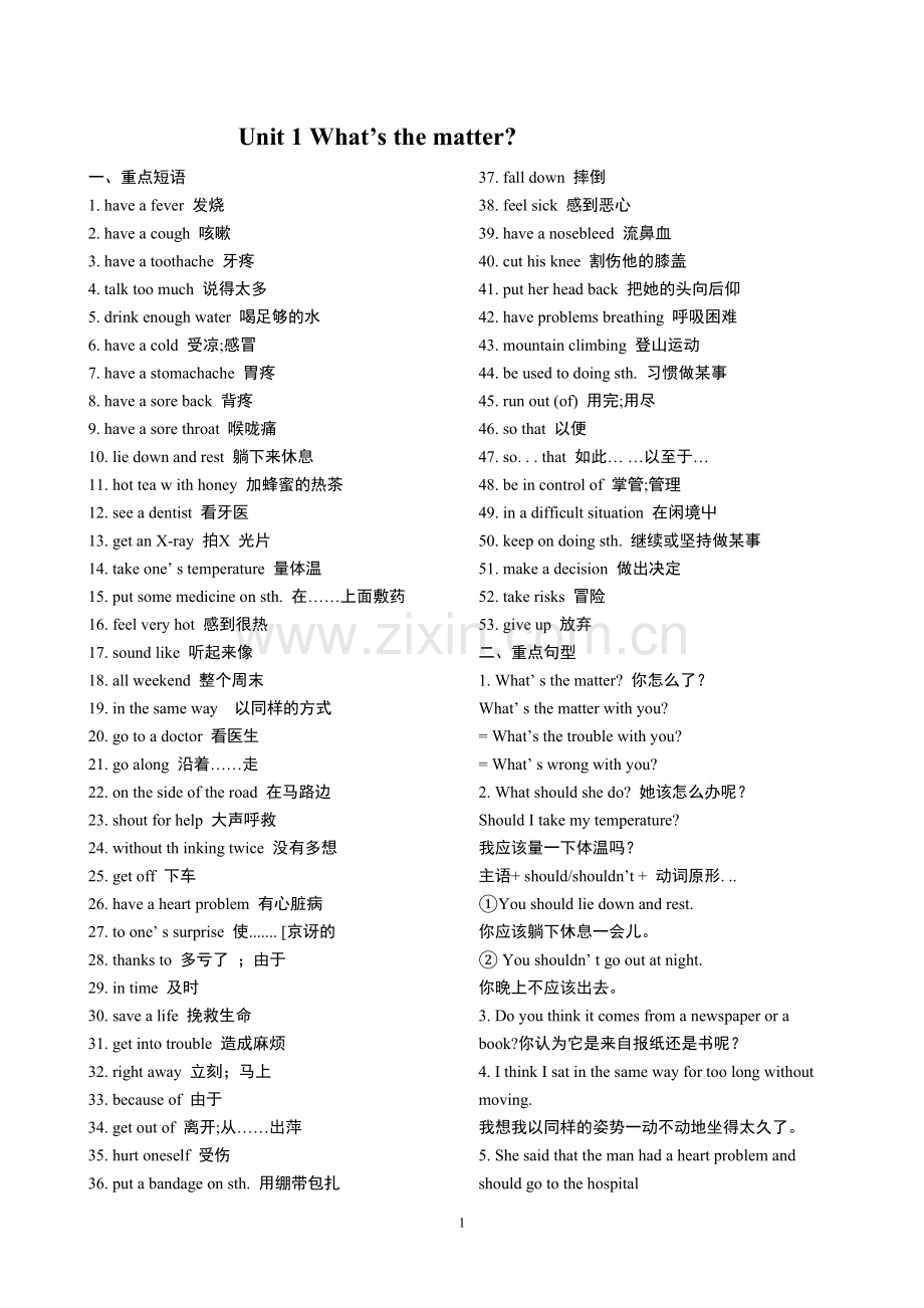 2019新人教版八年级英语下册重点句型·短语全.doc_第1页