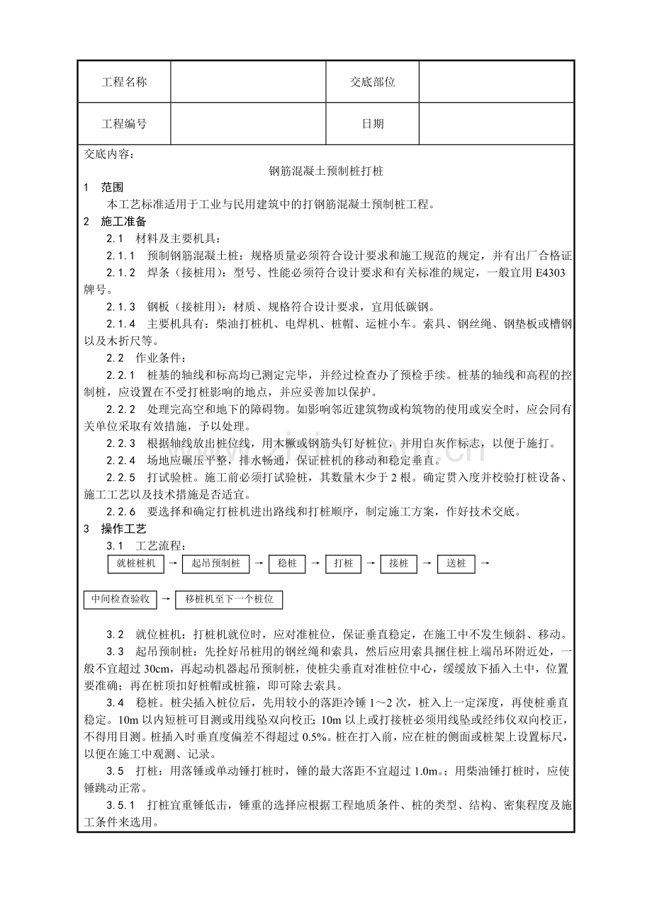 钢筋混凝土预制桩打桩施工工艺.doc_第1页