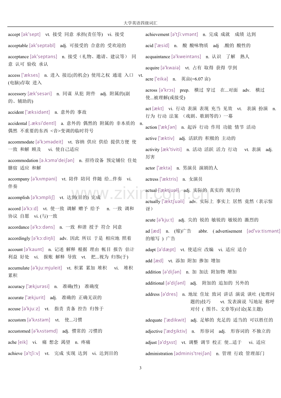 2018年大学英语四级词汇(附带音标).doc_第3页