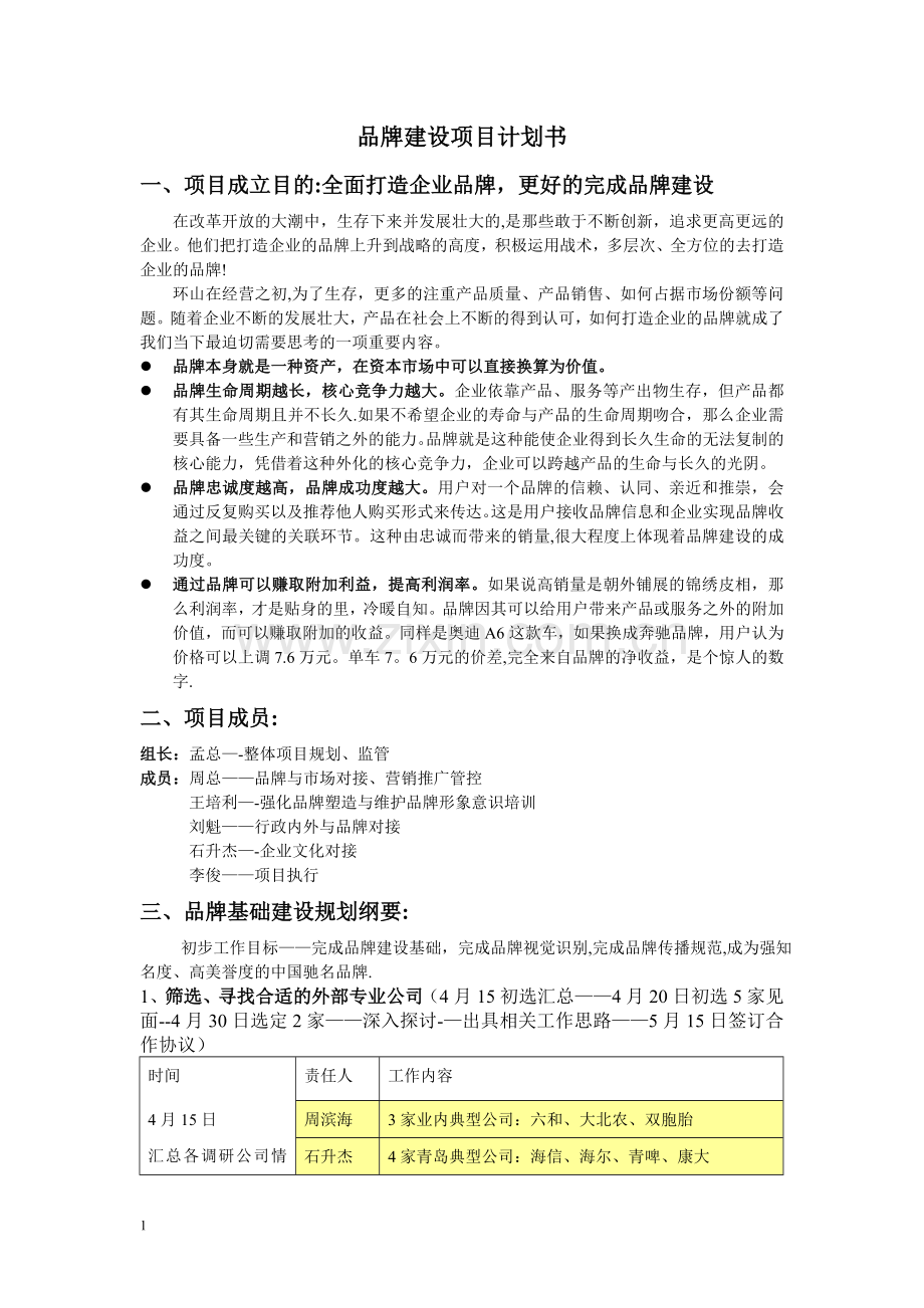 品牌创建系统项目清单及开发计划书98749.doc_第1页