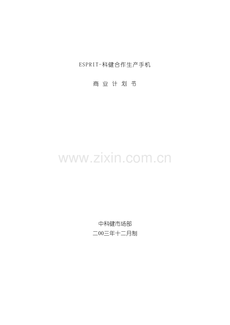 公司ESPRIT合作生产手机的商业计划书.doc_第2页