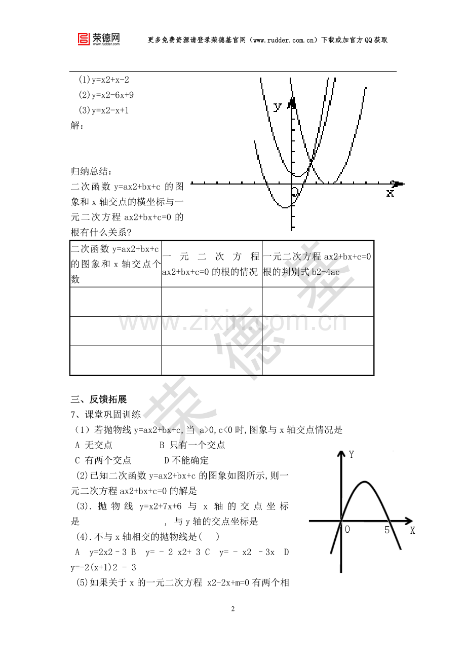 【学案】--二次函数与一元二次方程-(4).doc_第2页