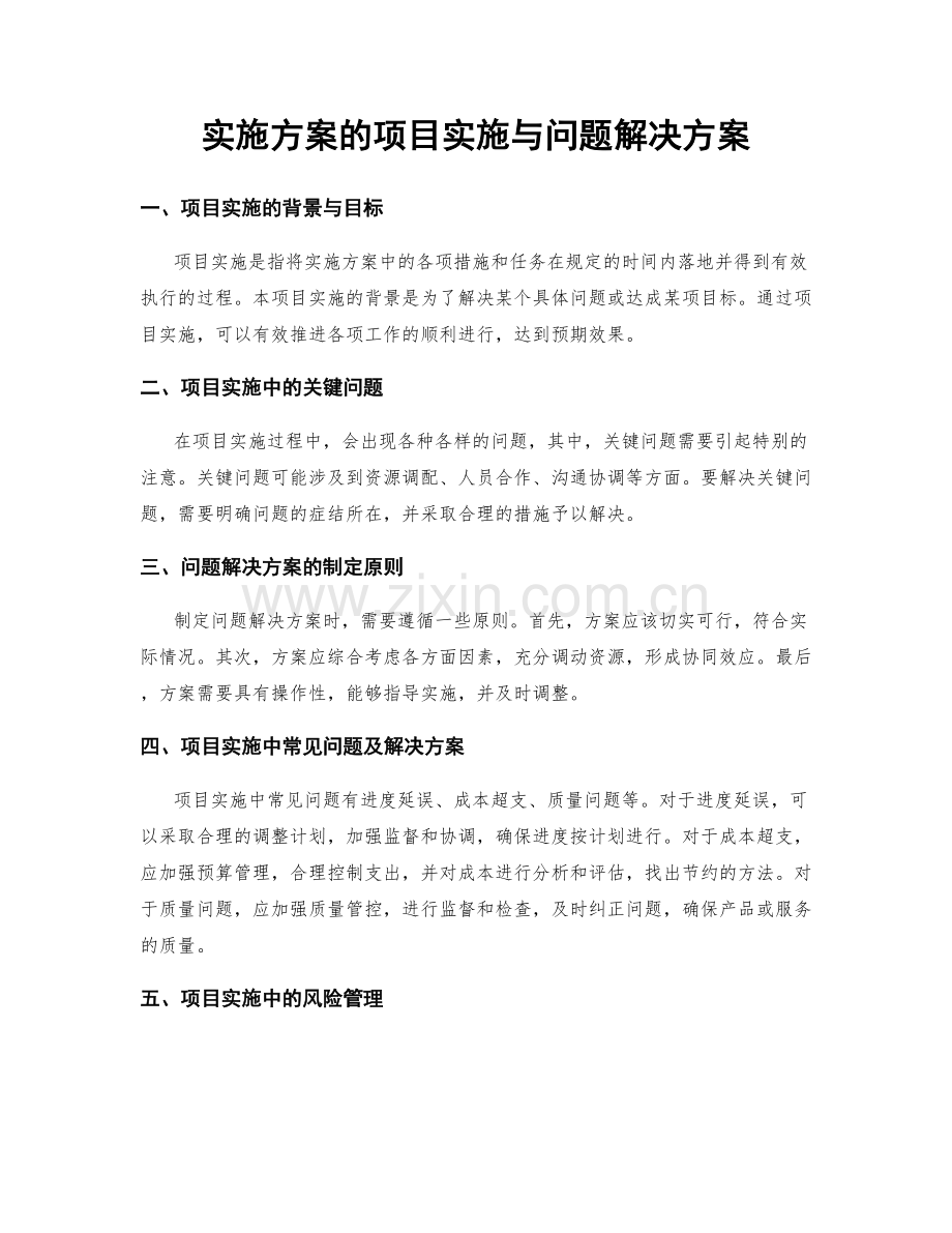 实施方案的项目实施与问题解决方案.docx_第1页