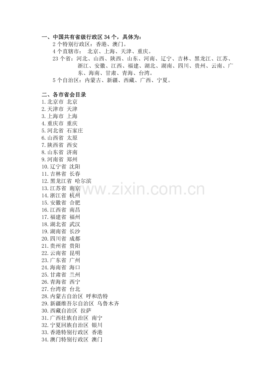 中国各个省份城市.doc_第1页