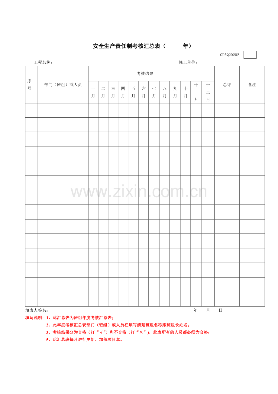 安全生产责任班组(部门)考核表.doc_第1页