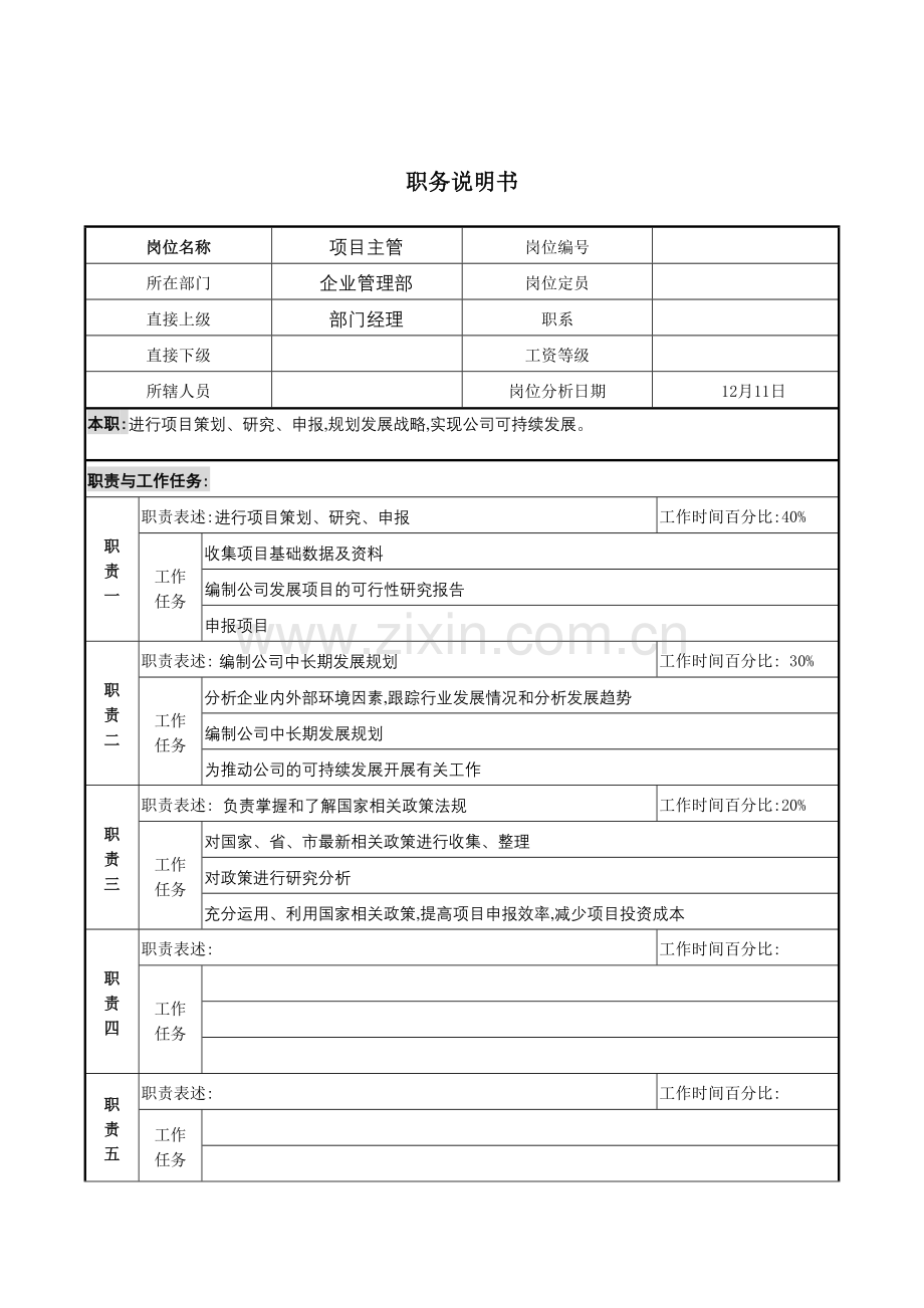 项目主管岗位说明书.doc_第2页