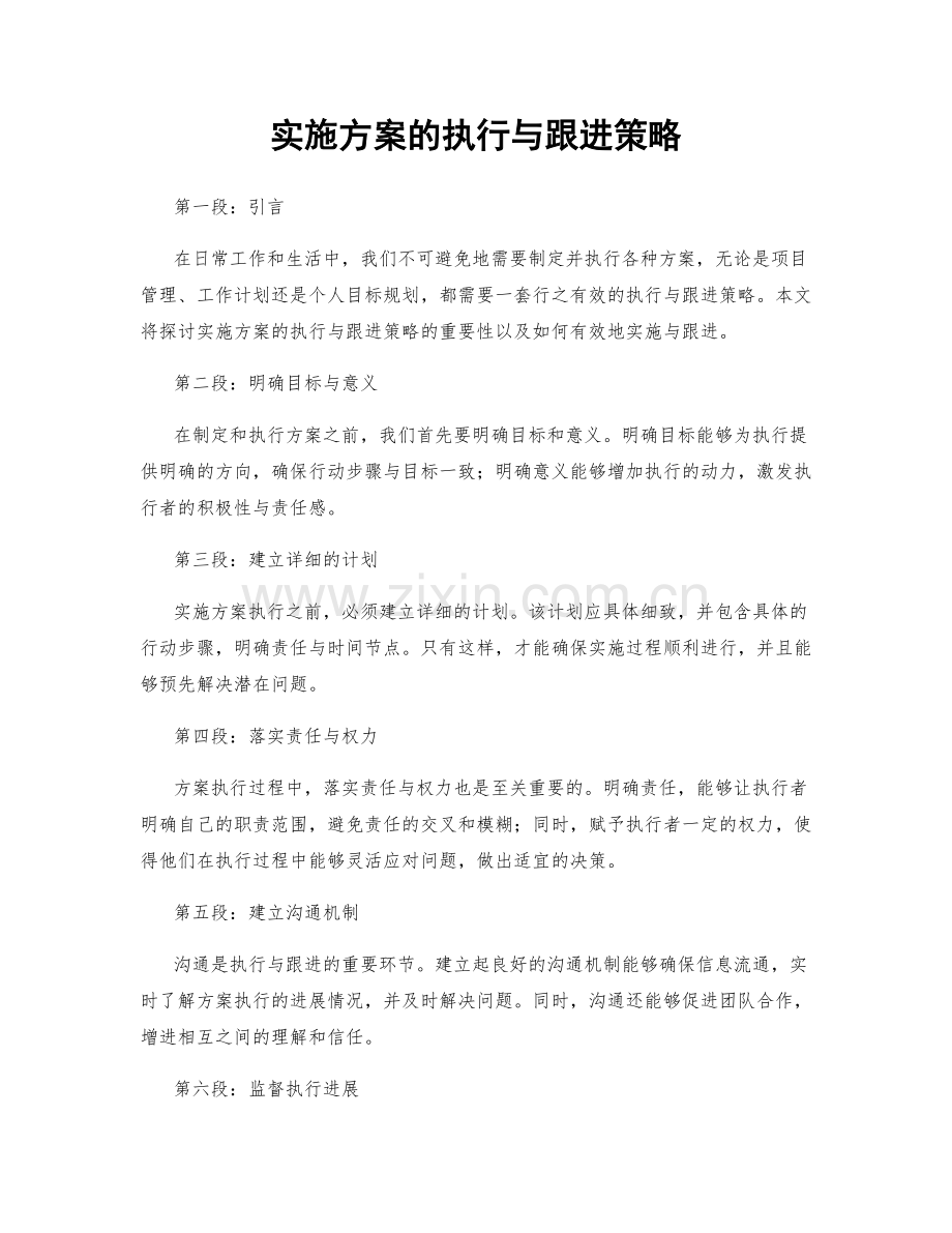 实施方案的执行与跟进策略.docx_第1页