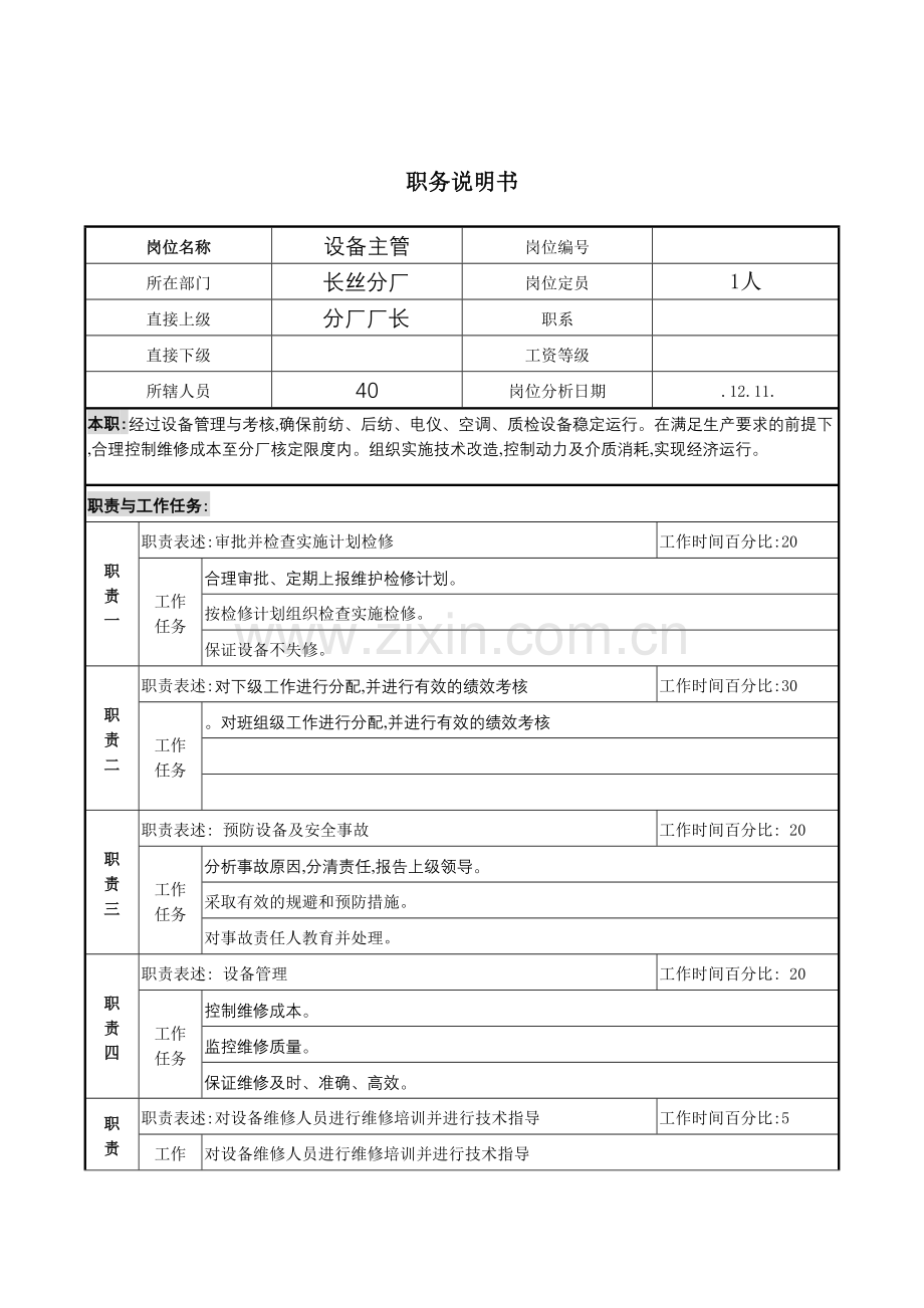 长丝分厂设备主管职务说明书.doc_第2页