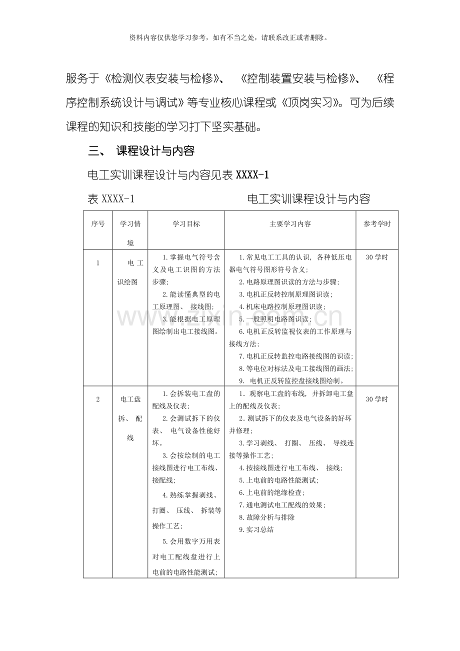 电工实训课程标准样本.doc_第3页