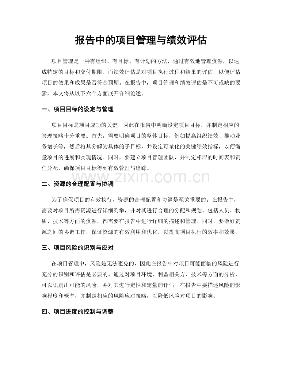 报告中的项目管理与绩效评估.docx_第1页