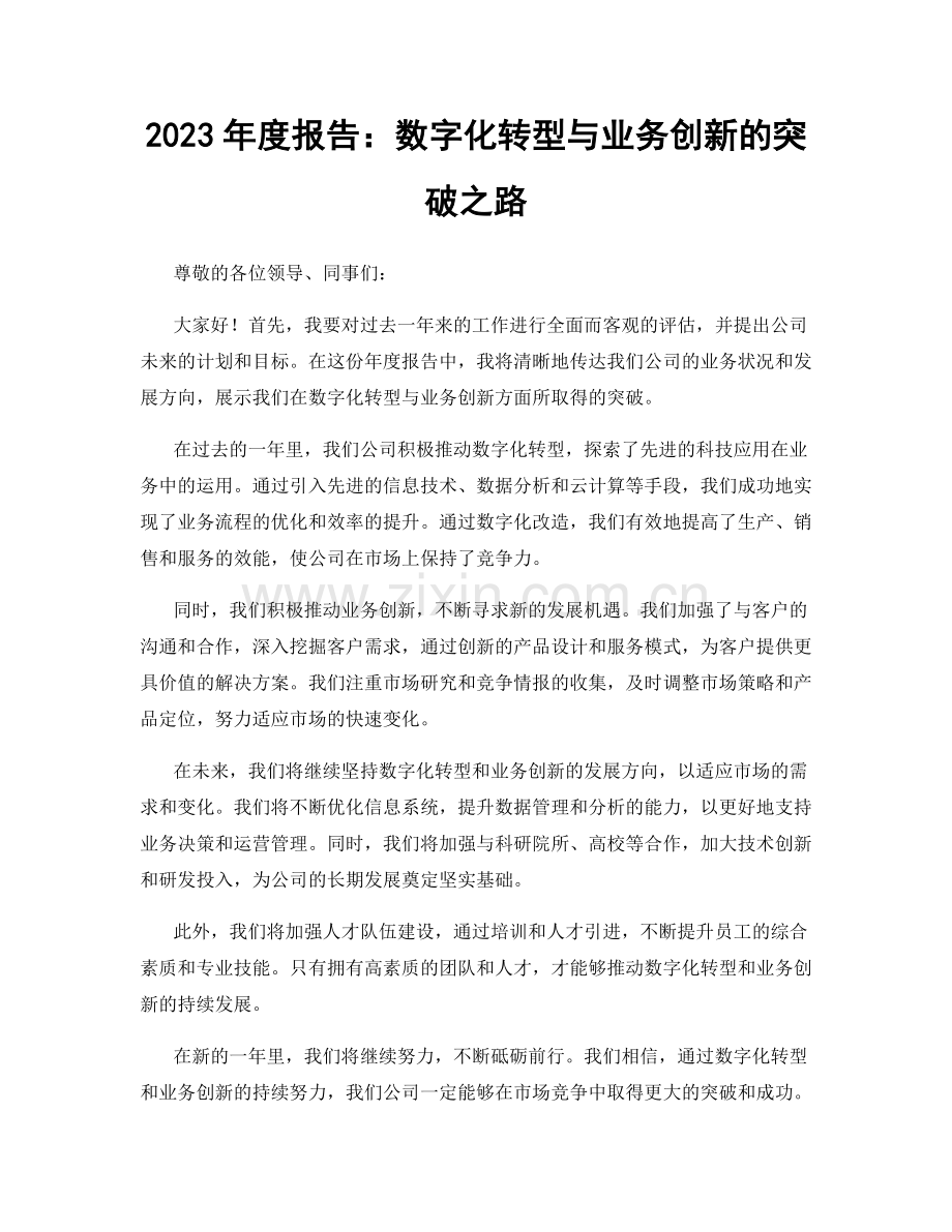 2023年度报告：数字化转型与业务创新的突破之路.docx_第1页