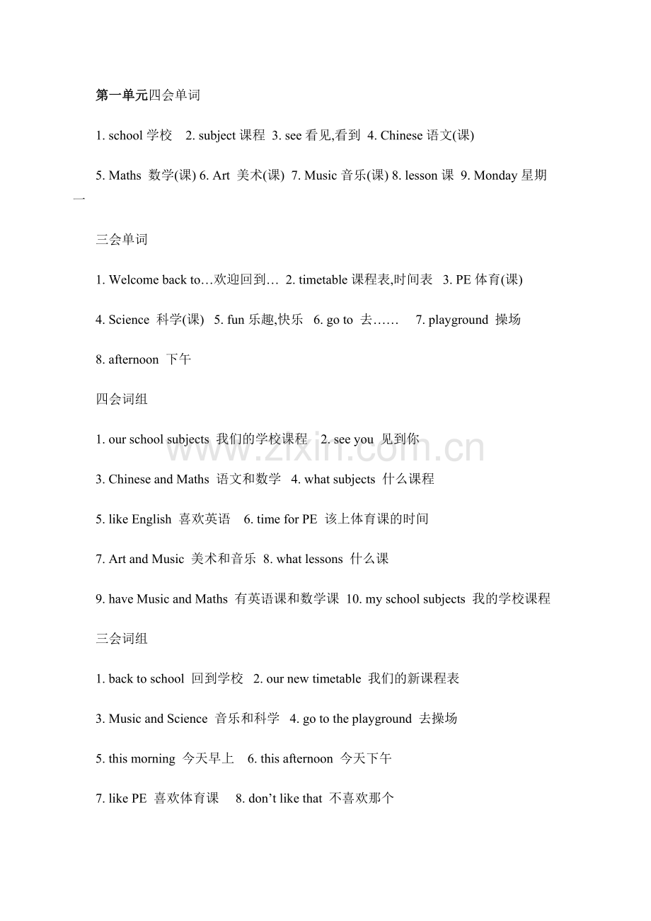 译林英语四年级下册各单元知识点汇总(2).doc_第1页