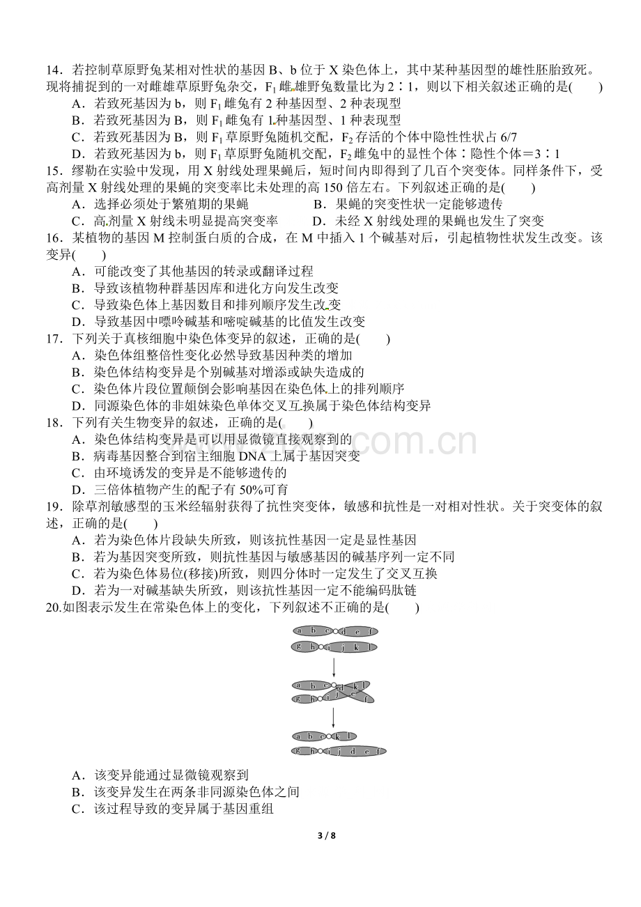 高中生物必修二综合测试题2018年6月.doc_第3页