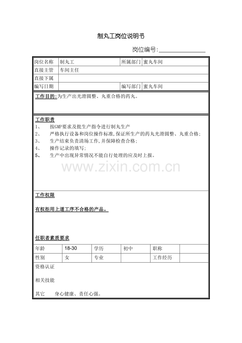 制丸工岗位职责说明书.doc_第2页