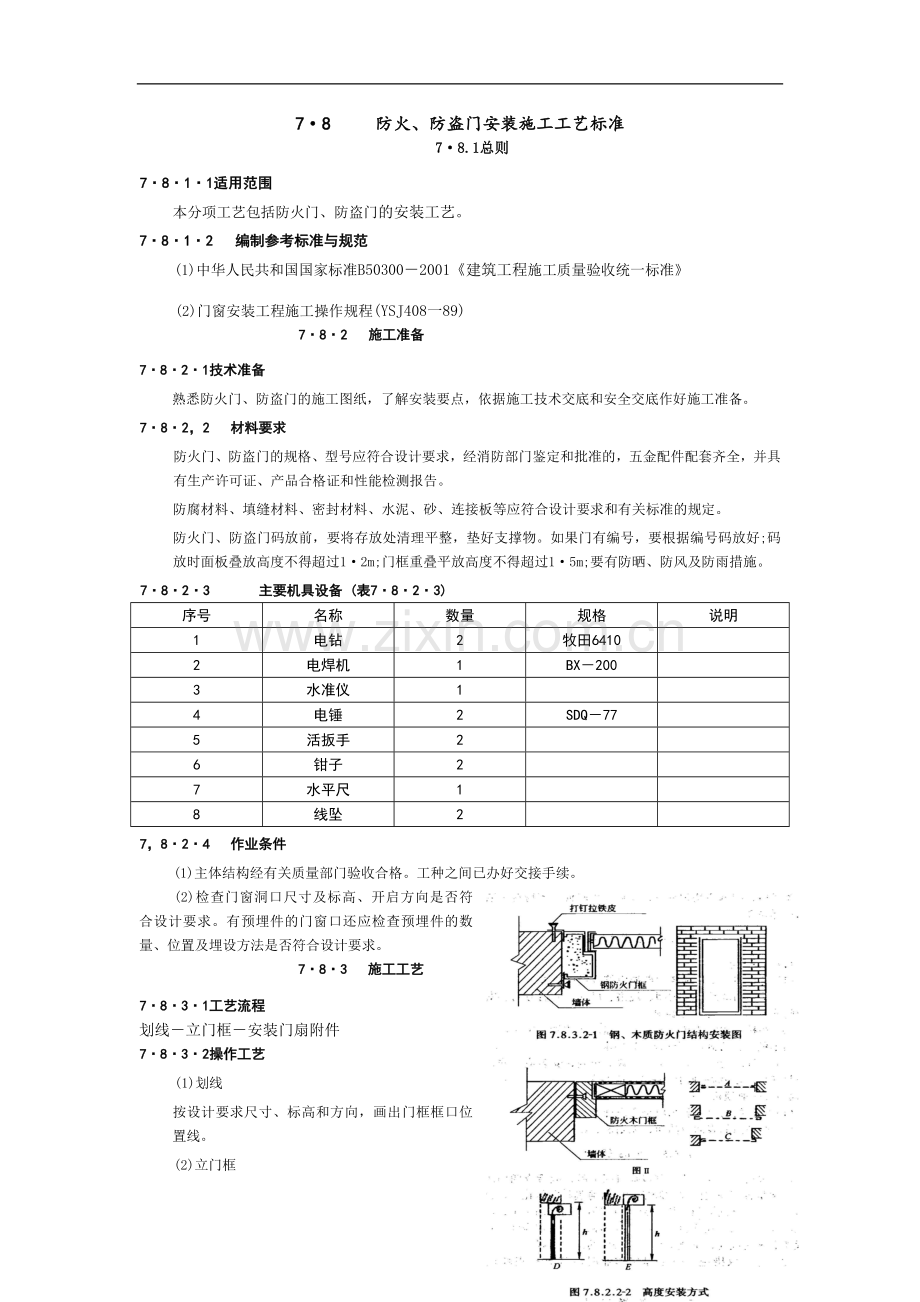 防火、防盗门安装施工工艺标准.doc_第1页