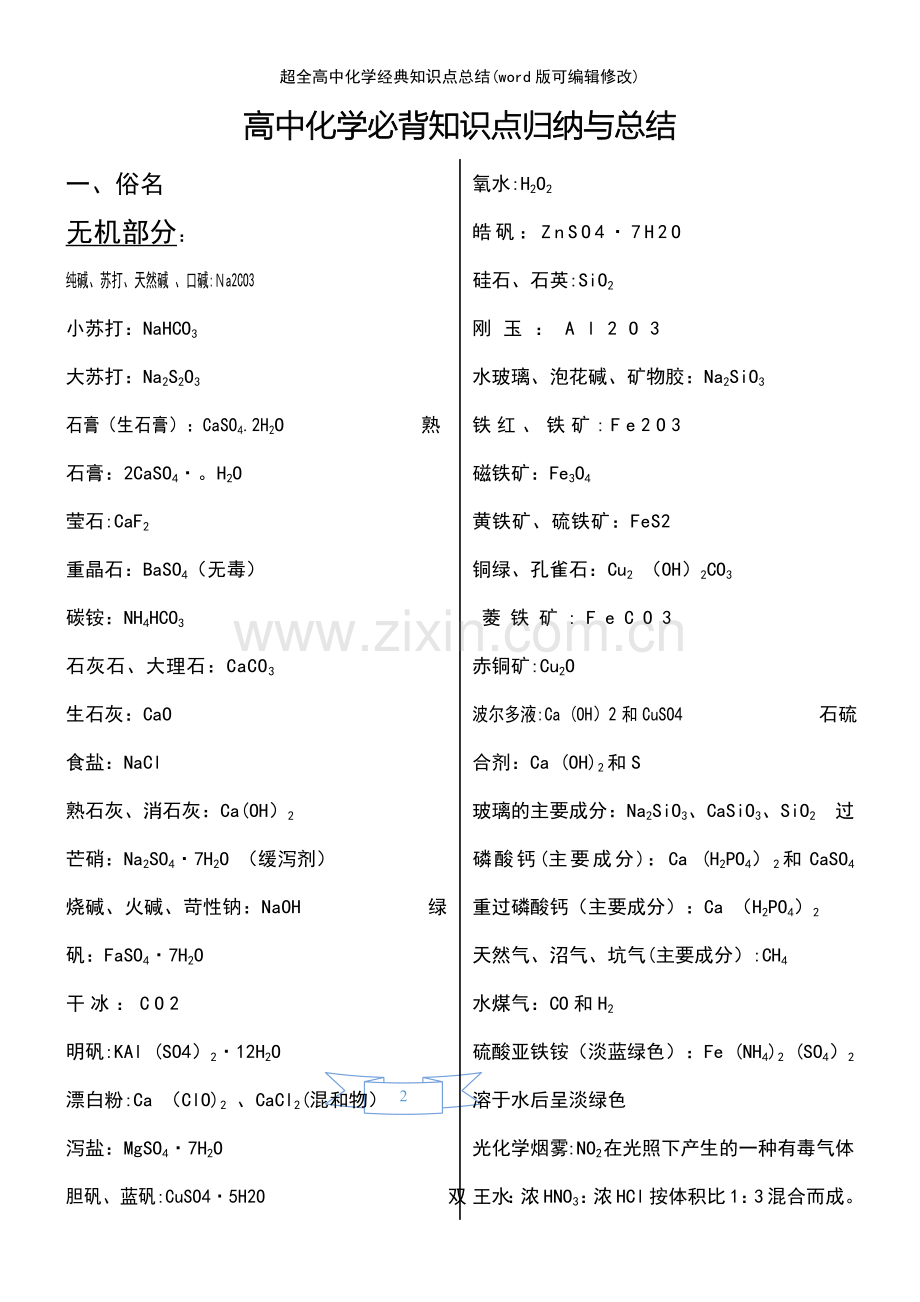 超全高中化学经典知识点总结.pdf_第2页