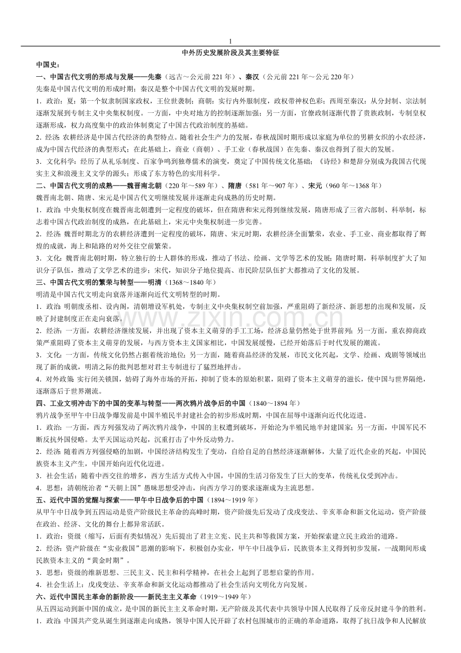 打印稿：高中历史知识点系统归纳和答题技巧整合.doc_第1页