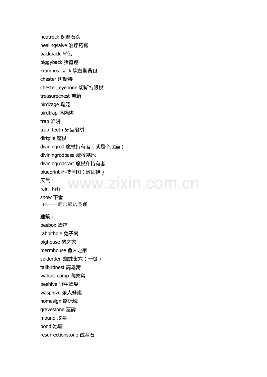 饥荒控制台物品和模式代码大全1.doc_第3页