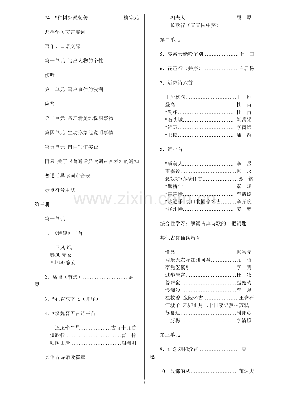 旧人教版高中语文教材目录-共6页.pdf_第3页