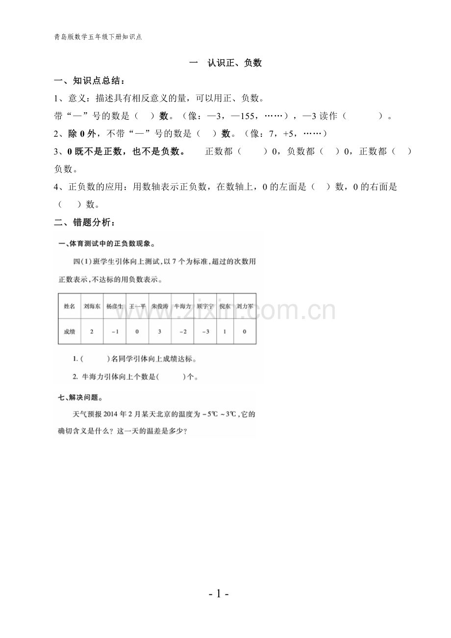 青岛版数学五年级下册知识点复习总结及错题归类.doc_第1页