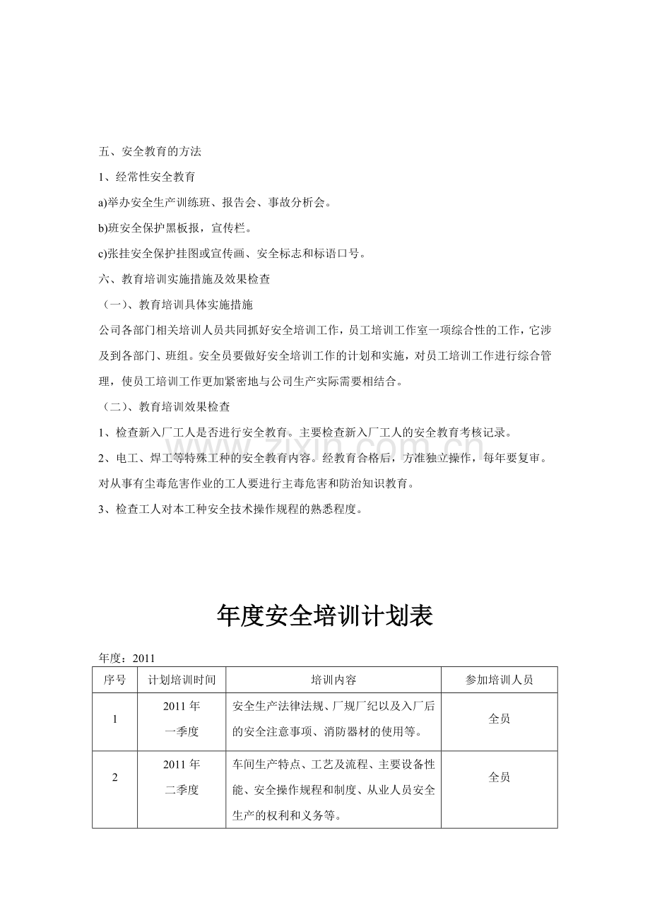 2011年度安全教育培训计划.doc_第2页